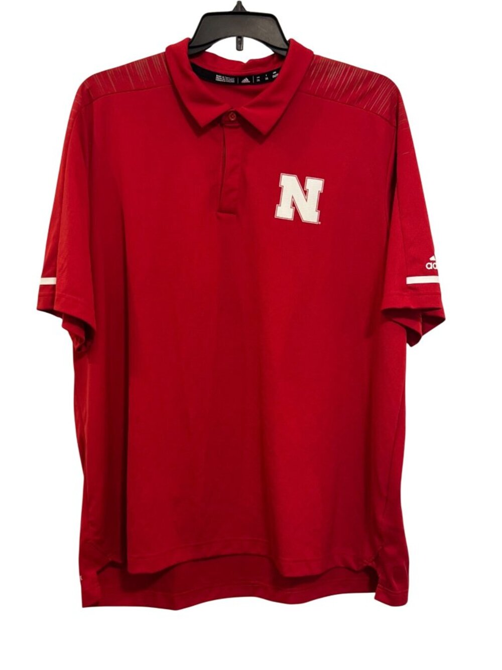 Adidas Nebraska Cornhuskers Polo Shirt Red Size 2XL Mens Collegiate Logo Short S